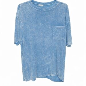 Zenana Mineral Wash Ribbed Tee Blue S/M